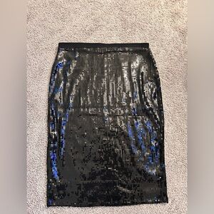 Vince Camuto Black Sequence Skirt Elastic 
Waist Holiday Christmas 

Size M